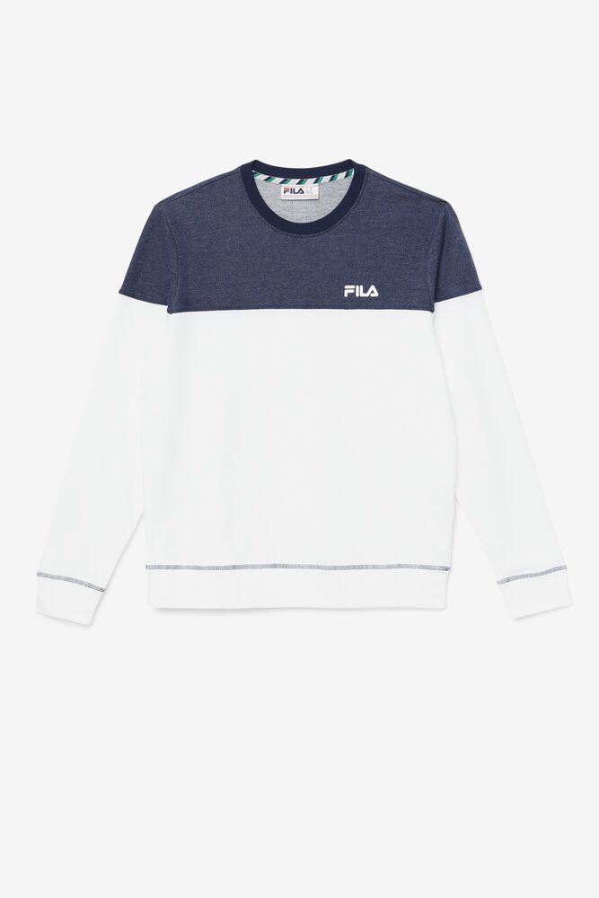 Fila Sweatshirt Mens Navy/White - Carpathian Crew - Philippines 4509273-QP